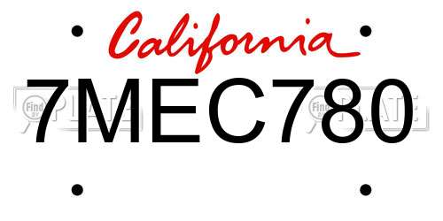 7MEC780 California License Plate