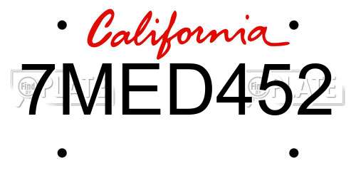 7MED452 California License Plate