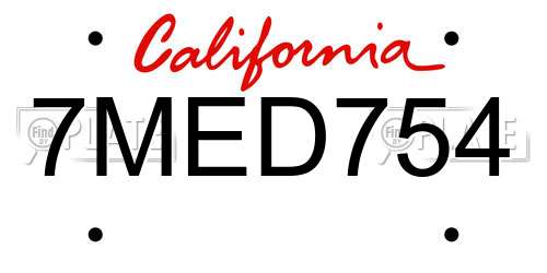 7MED754 California License Plate