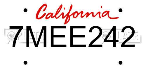7MEE242 California License Plate