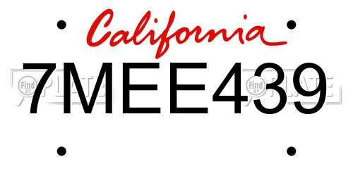 7MEE439 California License Plate