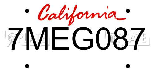 7MEG087 California License Plate