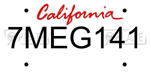 7MEG141 California License Plate