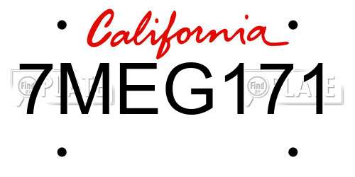 7MEG171 California License Plate