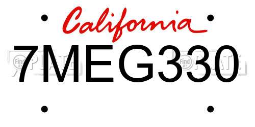 7MEG330 California License Plate