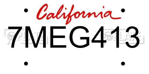 7MEG413 California License Plate