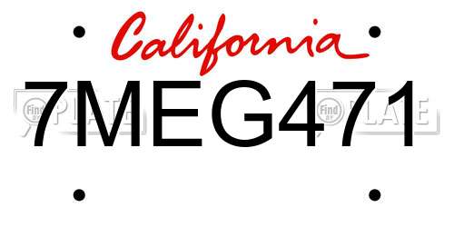 7MEG471 California License Plate