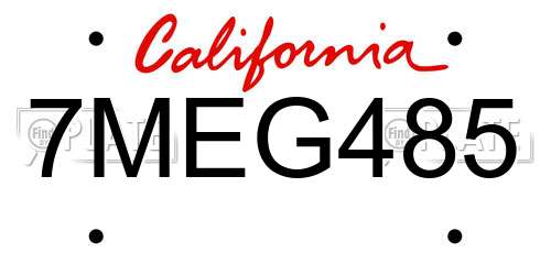7MEG485 California License Plate