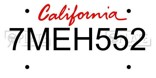7MEH552 California License Plate