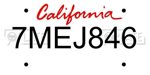 7MEJ846 California License Plate