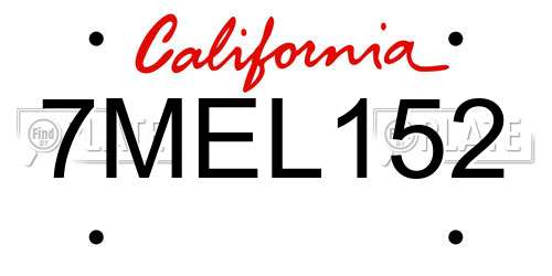7MEL152 California License Plate