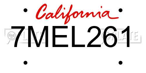 7MEL261 California License Plate