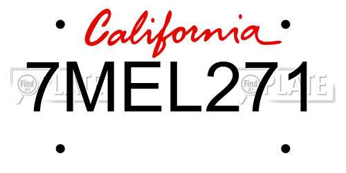 7MEL271 California License Plate