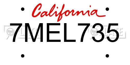 7MEL735 California License Plate