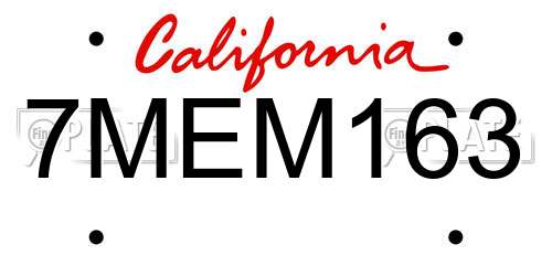 7MEM163 California License Plate