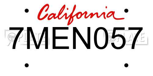 7MEN057 California License Plate