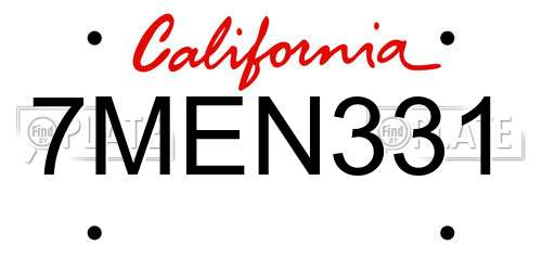 7MEN331 California License Plate