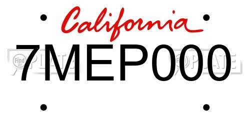 7MEP000 California License Plate