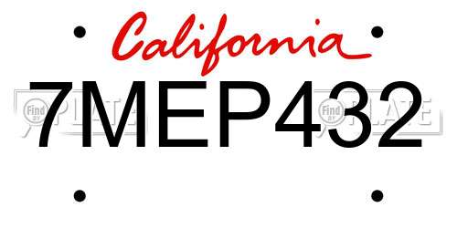 7MEP432 California License Plate