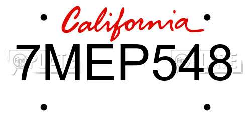7MEP548 California License Plate