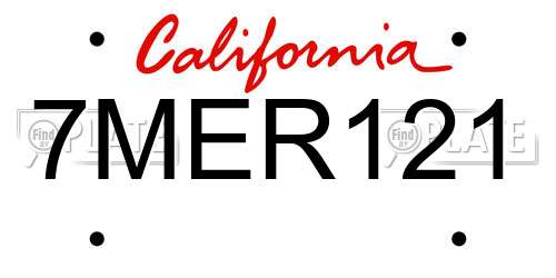 7MER121 California License Plate
