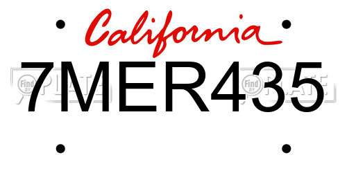 7MER435 California License Plate