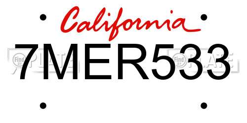 7MER533 California License Plate