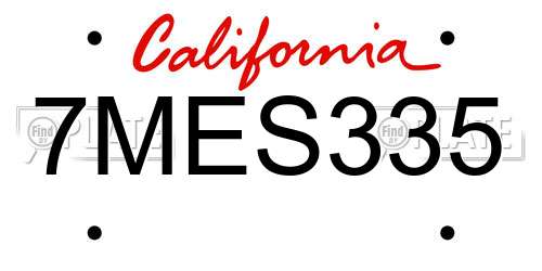 7MES335 California License Plate