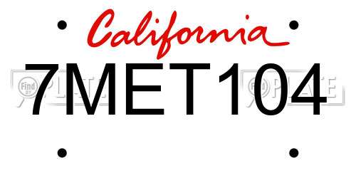 7MET104 California License Plate