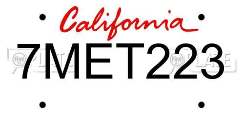 7MET223 California License Plate