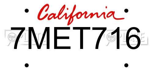 7MET716 California License Plate