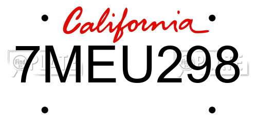 7MEU298 California License Plate