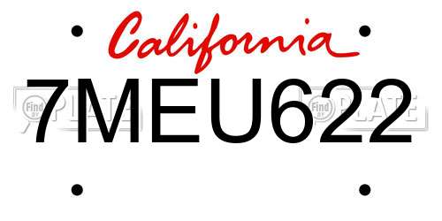 7MEU622 California License Plate