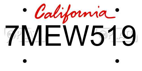 7MEW519 California License Plate
