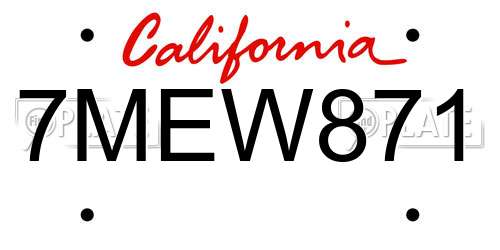 7MEW871 California License Plate
