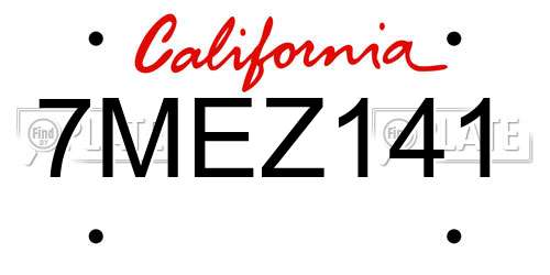 7MEZ141 California License Plate