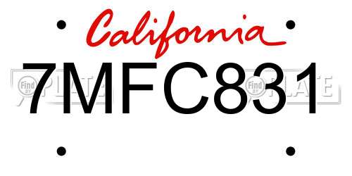 7MFC831 California License Plate