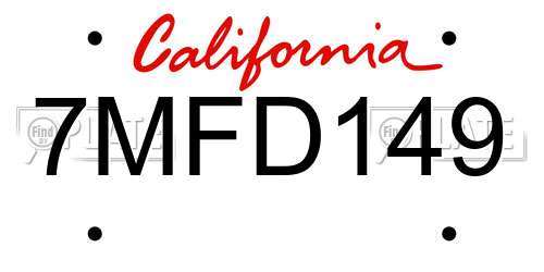 7MFD149 California License Plate