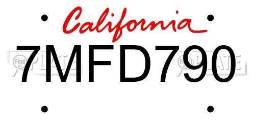 7MFD790 California License Plate