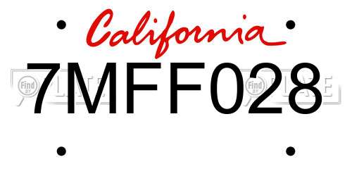 7MFF028 California License Plate