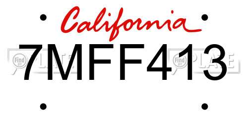 7MFF413 California License Plate