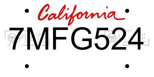 7MFG524 California License Plate