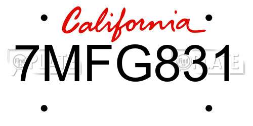7MFG831 California License Plate