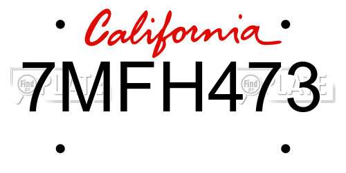 7MFH473 California License Plate