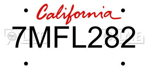 7MFL282 California License Plate