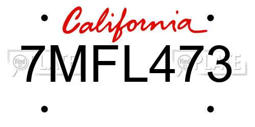 7MFL473 California License Plate