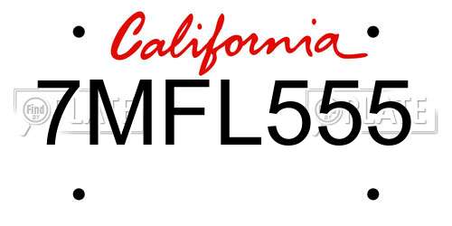 7MFL555 California License Plate