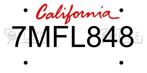 7MFL848 California License Plate