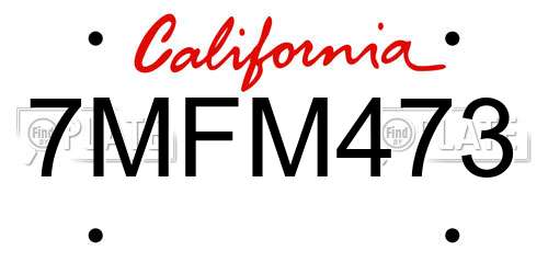 7MFM473 California License Plate