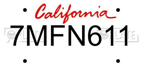 7MFN611 California License Plate